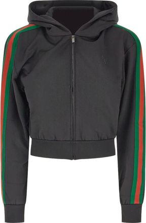 Gucci Chaqueta con cremallera en punto de algod&oacute;n con cinta Web - Sweatshirts & Hoodies - Mujer - Negro - L