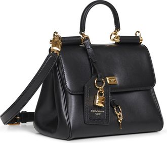 Dolce & Gabbana Womens Handbag My Sicily Black Calf Leather Handbags Hand Bags