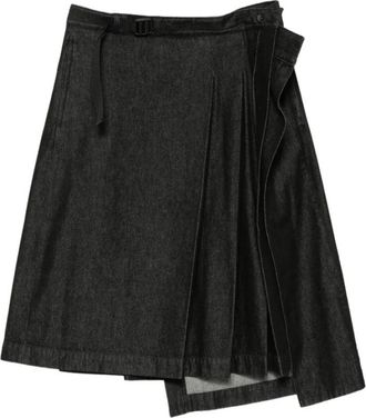 Yohji Yamamoto Dames, Rokken, Zwart, Maat: S Denim