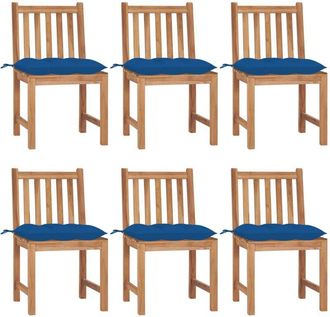 vidaXL Sillas De Jard&iacute;n 6 Unidades Madera Maciza De Teca Con Cojines Vidaxl