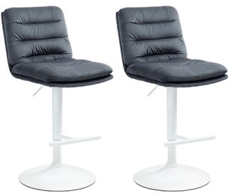 Clp Clp - Set De 2 Taburetes De Bar Damar En Terciopelo Gris Oscuro Blanco