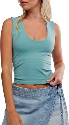Free People Clean Lines Seamless Crop Muscle Tank in Dawn Breeze at Nordstrom, Size X-Small
