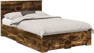 vidaXL Estructura De Cama Con Cabecera Roble Ahumado 120 X 190 Cm Vidaxl