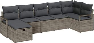 vidaXL Conjunto De Sof&aacute; De Jard&iacute;n Con Coj&iacute;n 7 Pcs Gris Polirat&aacute;n Vidaxl