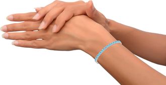 MAX + STONE 925 Sterling Silver Round Gemstone Bolo Adjustable Bracelet