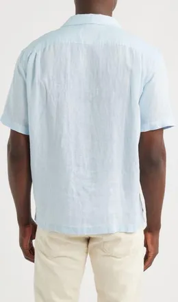 Reigning Champ Retreat Relaxed Linen Camp Shirt in Light Blue at Nordstrom, Size Xx-Large