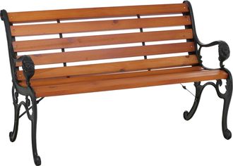 Hhg [nunca Usado] Banco De Jard&iacute;n Hhg-444, Banco De Parque, Banco De Madera De Dos Plazas, Hierro Fundido Y Madera De Pino, 132 Cm, Teca