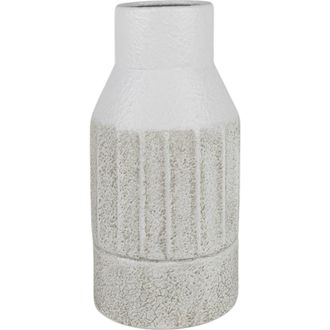 Foreside Home And Garden Fluted Sandy Vase White Metal at Nordstrom
