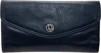 Dior Black Leather Long Wallet (Tri-Fold) (Pre-Owned)