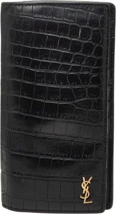 Saint Laurent Black Leather Long Wallet (Bi-Fold) (Pre-Owned)