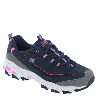 Skechers Womens DLites Sneaker, Navy/Multi, 8.5