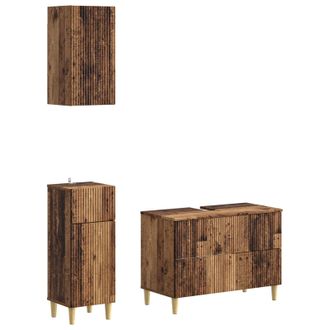 vidaXL Juego De Armarios De Ba&ntilde;o De 3 Piezas Arnhem Madera Envejecida Vidaxl