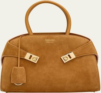 Ferragamo Hug Medium Suede Handbag