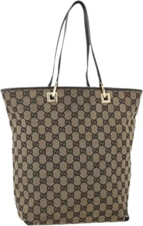 Gucci Pre-owned Tote Bags, female, Beige, Size: ONE SIZE Pre-owned Vintage GG Canvas Tote Bag