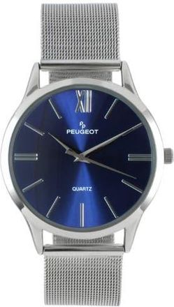 Peugeot Minimalist Clean Dial Steel Mesh Bracelet Watch - 40MM in Blue at Nordstrom