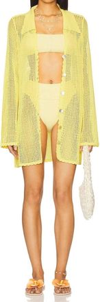 Show me your Mumu Button Up Coverup In Yellow Crochet