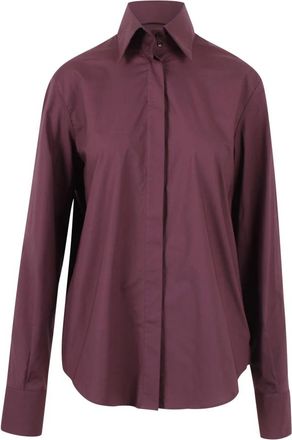 Federica Tosi Verborgen knoop shirt - Dames - Overhemden - Paars - S - Leer - Overhemden