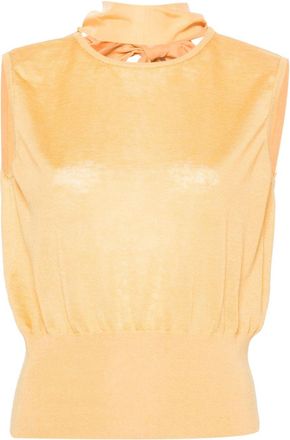 Fabiana Filippi sleeveless V-back top - women - Silk/Linen/Flax - 40 - Yellow