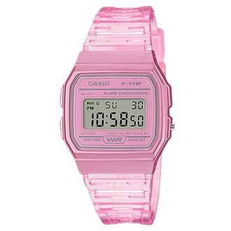 Casio Mens Transparent Pink Digital Watch - F-91WS-4CF