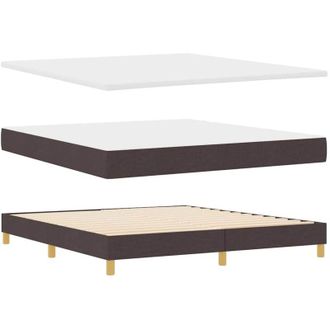 vidaXL Vidaxl - Cama Con Somier Y Colch&oacute;n Crema 90x200 Cm Fabric Marr&oacute;n Oscuro