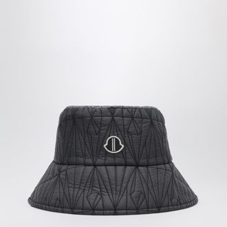 Rick Owens Black Quilted Hat With Logo Patch