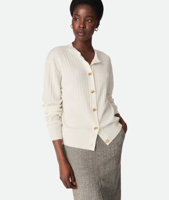 Bottega Veneta Cardigan In Lana A Coste - Bottega Veneta