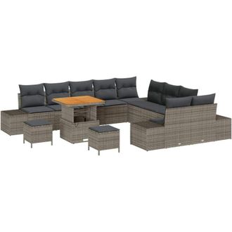 vidaXL Vidaxl - Conjunto De Sof&aacute; De Jard&iacute;n 13 Pcs Gris Claro, Gris Oscuro