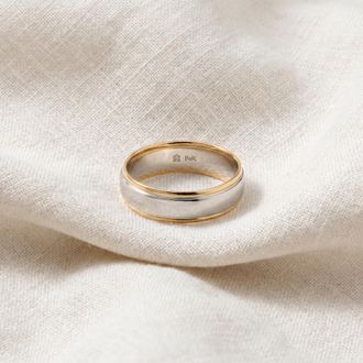 Pompeii3 Mens 14k Gold Two Tone 6mm Plain Comfort Wedding Band Size Selectable