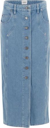 Isabel Marant Midi Rok - Dames - Spijkerrokken - Blauw - M - Katoen - Rokken