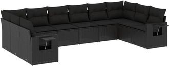 vidaXL Vidaxl - Set De Sof&aacute;s De Jard&iacute;n 10 Pzas Cojines Rat&aacute;n Sint&eacute;tico Negro