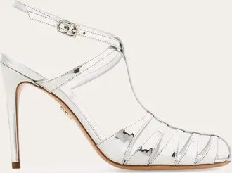 Ferragamo Women Cage stiletto sandal Silver Size 10.5