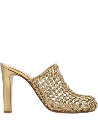 Ferragamo Woven Mesh High-Heel Mule - Gold