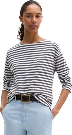 Marc O'Polo Langarmshirt MARC OPOLO, Damen, Gr. XL, multi, stormy sky, Jersey, Obermaterial: 100% Baumwolle, regular fit, U-Boot-Ausschnitt, Shirts Langarmshirt, 