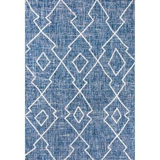 Jonathan Y Designs Carwa Diamond Trellis Indoor/Outdoor Area Rug in Blue/ivory at Nordstrom, Size 2Ft 0In X 8Ft 0In