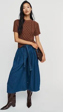 Pilcro Lotus High-Rise Wide-Leg Skirty Crop Jeans