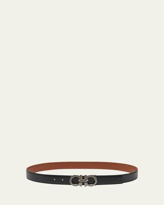 Ferragamo Mens Gancini-Buckle Reversible Leather Belt