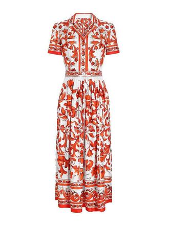 Dolce & Gabbana Maiolica Print Silk Maxi Dress