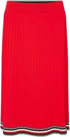Tommy Hilfiger Casual Geplooide Midi Rok - Dames - Midirokken - Rood - L - Nylon - Rokken