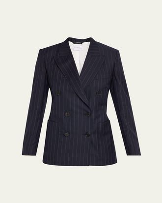 Givenchy Double-Breasted Pinstripe Wool Jacket