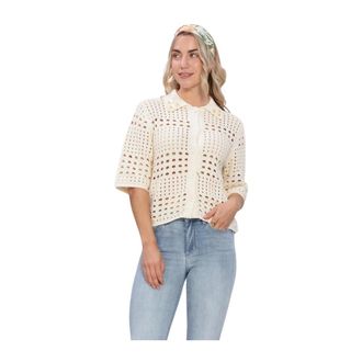 Liu Jo Cardigans, female, Beige, Size: XS Crochet Cardigan