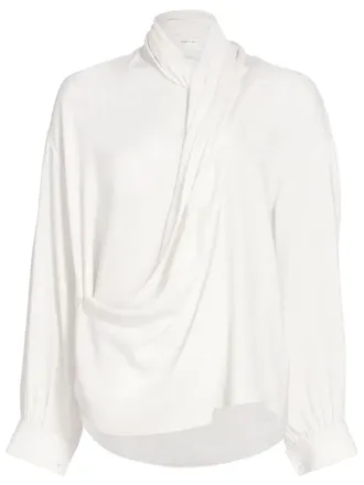 The Row Darnelle draped silk blouse - women - Silk - 4 - White