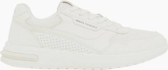 A|X Armani Exchange Mens Perforated Leather Triple White Runner Sneaker - Size: 11