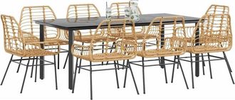 vidaXL Juego Comedor Jard&iacute;n 9 Pzas Rat&aacute;n Sint&eacute;tico Marr&oacute;n Vidaxl