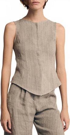 Cortana Lupe Linen Vest In Sky Blue Stripes