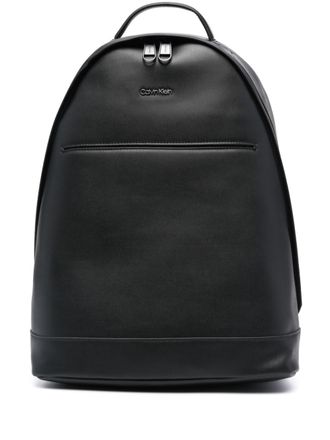 Calvin Klein logo-plaque leather backpack - men - Calf Leather - OS - Black