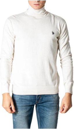 U.S.Polo Association Klassieke Turtleneck Sweater Witte Gebreide - Heren - Coltruien - Wit - 2XL - Katoen - Truien & Vesten