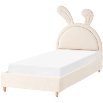 Beliani Letto moderno in velluto beige per bambini con base a doghe 90x200 cm Lallias