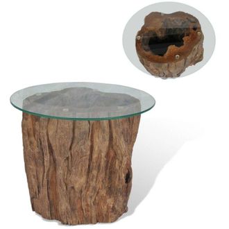vidaXL Tavolino da Salotto in Legno di Teak e Vetro 50x40 cm - Vidaxl