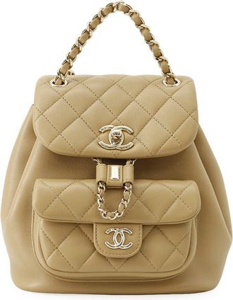 Chanel Matelasse Beige Leather Backpack (Pre-Owned)