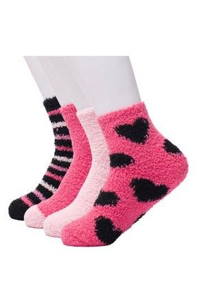 Juicy Couture Assorted 4-Pack Juicy Heart Softee Ankle Socks in Pink at Nordstrom Rack, Size 9/11